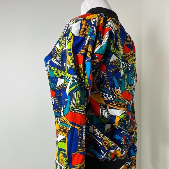 STUNNING African Inspired Wax Fabric Bomber Jacket | Medium - Picture 11 of 15